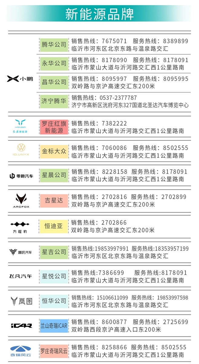 各品牌4S店服务热线#11669